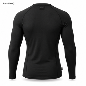 <b>Men's</b> Full Sleeve Quick Dry Rash Guard Long Sleeve <b>Compression</b> <b>Shirt</b> Black White Polyester Adult Gym Workout Top - Product Image 3