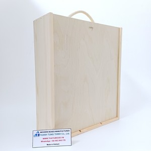 Caja de Almacenamiento de Madera Contrachapada Natural con 3 Compartimentos, Asa de Cuerda, Puerta Corredera, Montaje en Pared, Hecho en Vietnam - Product Image 2