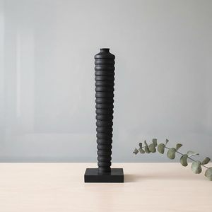 Art Deco Black Wood Handmade Wedding Decorative Floor Tabletop Flower Vase for Living Room Home Decor - Product Image 3