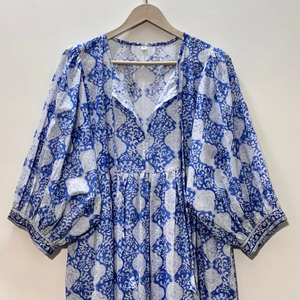 Vestido Casual Midi para Mujer, Tejido 100% Algodón, Liso, Manga Corta, Cintura Imperio, Estilo Babydoll, Cuello en V, Holgado, Funcional - Product Image 5