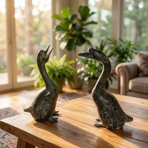 Figura de Pato de Bronce Hecha a Mano, Acabado Envejecido, Escultura Animal Tradicional, Decoración de Mesa, Adorno para Sala de Estar - Product Image 5