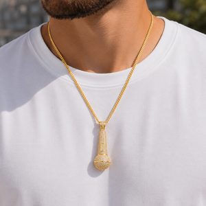 Collar con Colgante de Moissanita para Hombre, Plata de Ley 925, Corte Brillante Redondo, Joyería Hip Hop - Product Image 6
