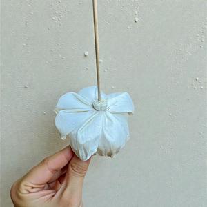 Flores de Madera Sola Mini Peony Blancas Hechas a Mano y Sostenibles, Tamaño: 8.5 CM, Varilla de Fibra de Planta de Sesbania de Tailandia - Product Image 5