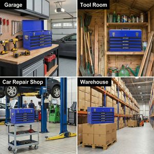 20-Inch Steel Portable Tool <b>Box</b> <b>with</b> <b>Lock</b> Closure Metal Drawers and Powder Coating Organizer for Tool Storage - Product Image 6