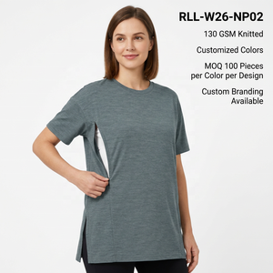 เสื้อให้นมบุตรสำหรับคุณแม่ ผ้าถัก 130 GSM แขนสั้น คอกลม รับผลิตแบรนด์ตามสั่ง ขายส่ง - Product Image 6
