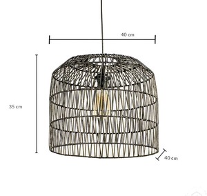 โคมไฟเพดาน LED หวายสีดำ |   หลอดไฟ E27 |   กรงสานแขวนสำหรับใช้ในโรงแรม |   โคมไฟเพดานสไตล์โบโฮอุตสาหกรรมสมัยใหม่ รุ่นกลาง - Product Image 2