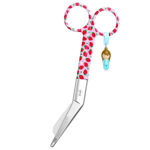 กรรไกรตัดผ้าพันแผลผ่าตัดแบบแมนนวล สแตนเลสคุณภาพสูง ดีไซน์สั่งทำพิเศษ ด้ามจับลายสตรอว์เบอร์รี ได้รับการรับรองมาตรฐาน MOL - Product Image 1