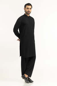 Costume Salwar Kameez Noir Respirant Personnalisable 2026 – Vente en Gros Usine – Tenue Décontractée Homme pour Mariage Pakistanais, Fête, Aïd, Ramadan - Product Image 3