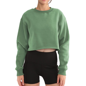 Sudadera Corta de Mujer con Cuello Redondo, Estilo Moderno Vintage, Anti-Pilling, 100% Algodón, Secado Rápido, Transpirable, con Bordado - Product Image 1