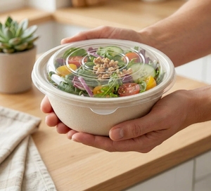 Bol à Poke en Bagasse Compostable avec Couvercle 1000 ml - Product Image 2