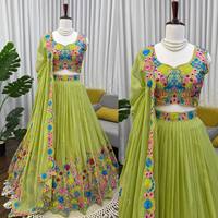 Gaun pengantin tradisional India Divyam Creation Weddings, Lehenga Choli berbahan spandex bersulam, panjang hingga lantai, dapat dibalik, untuk wanita.