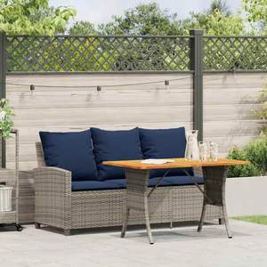 Sofá de Patio de 3 Plazas con Ratán Sintético Gris, Incluye Cojines y Mesa para Uso en Jardín - Product Image 3