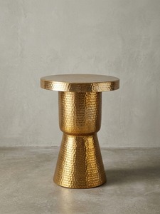 Mesa de Centro Redonda Moderna con Acabado Martillado, 43 cm de Diámetro, Muebles Contemporáneos para Sala de Estar - Product Image 2