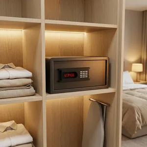 Coffre-fort numérique pour hôtel 2026 avec serrure électronique à code, en acier noir, durable, accès par clé, 1,5 mm (porte) / 2 mm (corps) EM-1942-BC - Product Image 1