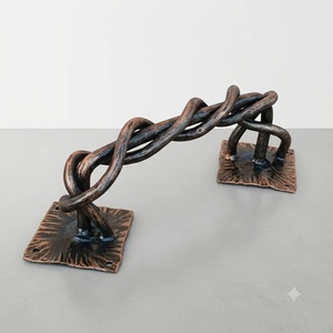 Manija de hierro forjado a mano con diseño retorcido, estilo tradicional, resistente al óxido, acabado con recubrimiento en polvo; Fácil instalación - Product Image 1