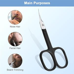 Ciseaux à cuticules professionnels en acier inoxydable de 9,4 cm à pointe incurvée, coupe-ongles, dissolvant de vernis, manucure, pédicure, durables, beauté - Product Image 3