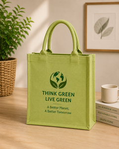 ถุงช้อปปิ้งแบบใช้ซ้ำได้ขนาดกลาง ผลิตจากผ้าไม่ถักทอ ลาย Think Green Live Green พร้อมหูหิ้ว เหมาะสำหรับเป็นของขวัญ เป็นมิตรกับสิ่งแวดล้อม ใช้ได้ทั้งไปทะเลและงานแต่งงาน - Product Image 5
