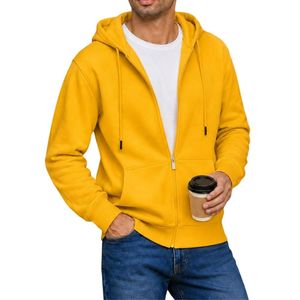 Cotton Fleece Custom Men's <b>Full</b> <b>Zip</b> <b>Hoodie</b> with Hood and Kangaroo Pockets for Private Label Casual Streetwear Clothing - Product Image 4