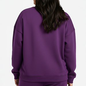 Sweat-shirt ample en molleton 100 % coton, couleur unie, col rond, personnalisable OEM/ODM - Product Image 5