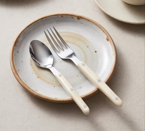 Minimalist Flatware Set Stainless Steel <b>Mirror</b> Finish <b>Plastic</b> Handle Dishwasher Safe For Wedding Use And Tableware Use - Product Image 3