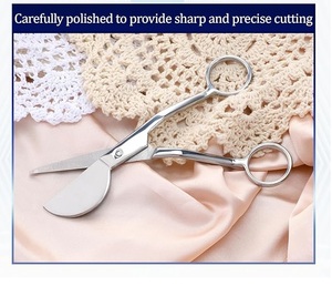 Tijeras de bordado con mango curvado, aprobadas por ISO, grandes, de doble curvatura, con funda, para bordar telas, tipo pico de pato. - Product Image 3