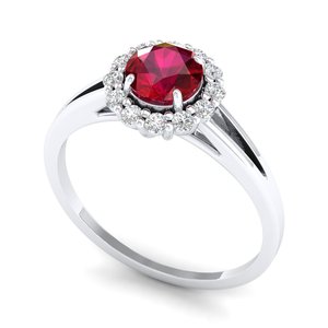 Anillo de Compromiso Solitario de Plata de Ley 925 con Moissanita Certificada REYES GRA, Corte Redondo, 0.84 Quilates, Gema de Rubí, Joyería para Mujer - Product Image 2