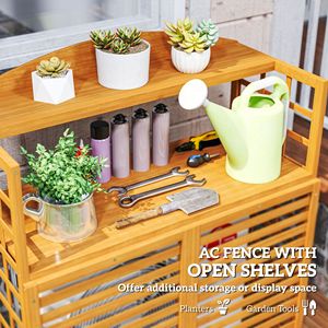 Schermo per la privacy del condizionatore d'aria da esterno in legno marrone chiaro con ripiani, per patio e tavolo da giardinaggio - Product Image 4