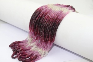 Hechos a mano 100% Precioso rubí sombreado Facetado Rondelle Piedra Cuentas Hebras Producto artesanal único - Product Image 2