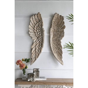 Escultura de Pared Moderna de Alas de Ángel en Madera de Acacia Hecha a Mano por Aqdus Saleem - Arte Ecológico y Duradero para Sala de Estar - Product Image 1