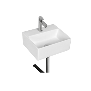 Lavabo de Pared CUBA, Forma Cuadrada, Grifo Cromado de un Solo Orificio, Diseño Minimalista, Lavabo para Baño - Product Image 1