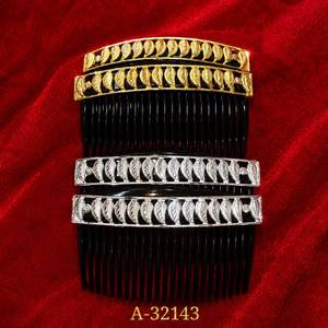 หวีผมทองคำทำมือสไตล์วินเทจประดับเพชรพลอย รุ่น A-32141 คุณภาพสูง สีเงินและสีทอง สำหรับเจ้าสาว ตกแต่งทรงผม - Product Image 2