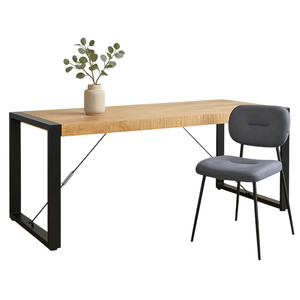 Table à manger rectangulaire en bois de manguier massif, pliable, extensible, durable, écologique, de style industriel européen, finition noire naturelle - Product Image 4