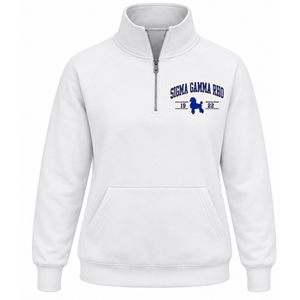 Sudadera con media cremallera para mujer Sigma Gamma Rho, blanca, con gráfico de letras griegas, estilo casual universitario, personalizada - Product Image 1