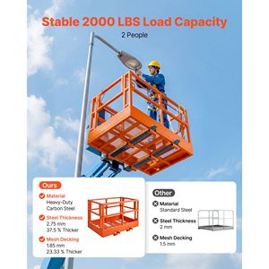 Plateforme de travail en maille pour chariot télescopique 48 x 73,9 pouces, capacité 2000 lb, panier de sécurité pour chariot élévateur - Product Image 3