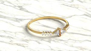 18K Gold Kite Diamond Ring Geometric Rhombus <b>Cluster</b> Half Eternity Band Dainty Stackable Wedding Ring Fine Jewelry for Women - Product Image 3