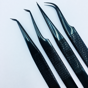 HARRAR GROUP COMPANIES Pince à épiler professionnelle noire en acier inoxydable courbé de 13 cm, durable, réutilisable, à pointe lisse pour cils - Product Image 4