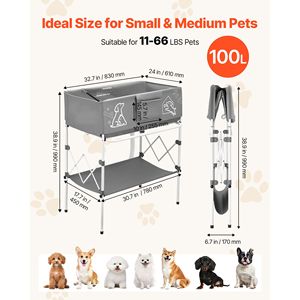 Stazione di Lavaggio e Toelettatura Pieghevole per Animali Domestici, Vasca da Bagno Portatile Salvaspazio per Cani, Ideale per Esterni - Product Image 2