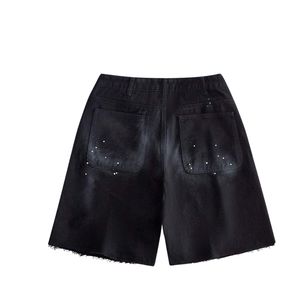 Shorts de Mezclilla Negros con Pedrería Personalizados para Hombre, Jeans Brillantes de Lujo, Estilo Urbano, Holgados, Moda de Verano, OEM, ODM, Venta al Por Mayor - Product Image 4