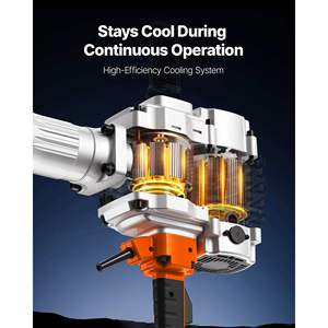 Marteau-piqueur électrique puissant de 2100 W, 1650 BPM, brise-béton, 2 pointes, 2 burins plats pour travaux de démolition, murs, briques, carreaux - Product Image 6