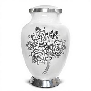 Urna Funeraria de Metal para Cenizas de Adultos |   Urna Funeraria Clásica Blanca para Cremación - Product Image 6