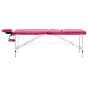 Table de massage pliable en aluminium rose avec 3 zones pour usage domestique ou professionnel - Product Image 2