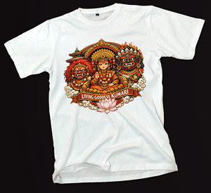 T-shirt unisexe à col rond et manches courtes avec impression numérique « Déesse vivante Kumari » – Article promotionnel - Product Image 4