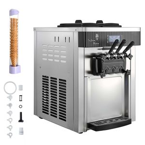 Macchina Professionale per Gelato Soft da Banco 2200W, 3 Gusti, Produzione 20-28L/H, 2 Contenitori da 6L, Ideale per Prodotti a Base di Latte - Product Image 1