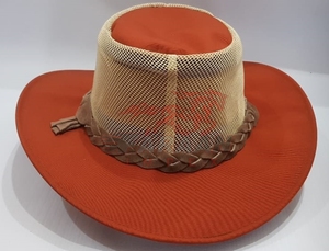 Chapeau de cowboy en maille ventilée marron à large bord, style western, pour l'été, le ranch, l'équitation en extérieur, avec bande tressée - Product Image 2