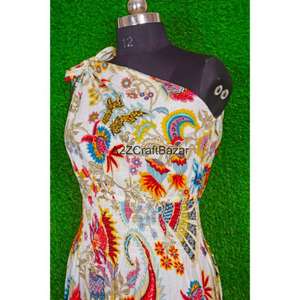 Robe moulante mi-longue décontractée sans manches à épaules dénudées 100 % coton imprimé numérique floral sexy respirante écologique été printemps - Product Image 4