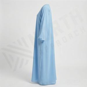 Abaya Islámica de Poliéster con Cuello en V, Manga Larga, Largo hasta el Tobillo, Color Personalizado para Ramadán, Abaya Abierta de Lujo para Mujeres Musulmanas, Vestido Modesto - Product Image 3