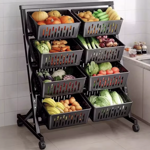Étagère de rangement multifonctionnelle à double rangée OEM/ODM Vietnam pour cuisine, salle de bain, stockage de fruits et aliments - Product Image 5