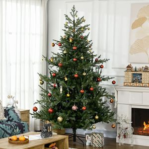 Albero di Natale Artificiale 210 cm con Apertura Automatica, Rami Facili da Modellare, Base in Acciaio e Luci LED Verdi in PE PVC, Decorazione Natalizia - Product Image 2