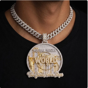Pendentif Global Hustle World Iced Out avec diamants Moissanite, bijou de luxe, vente en gros - Product Image 4