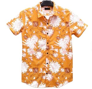เสื้อเชิ้ตลำลองแขนสั้นพิมพ์ลายดอกไม้สำหรับเด็กผู้ชาย ปกคอปก ผ้าทอทรงปกติ - Product Image 1